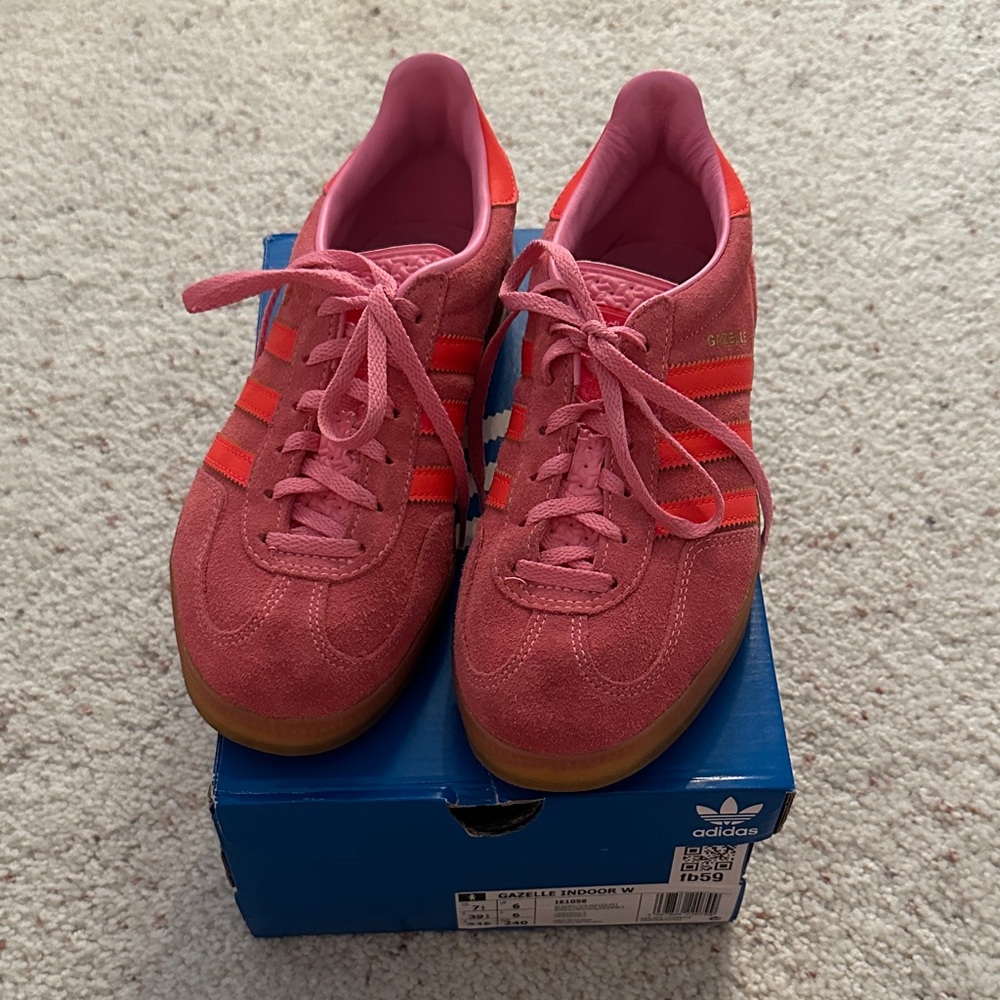 Adidas Women's Gazelle Pink and Orange Sneakers